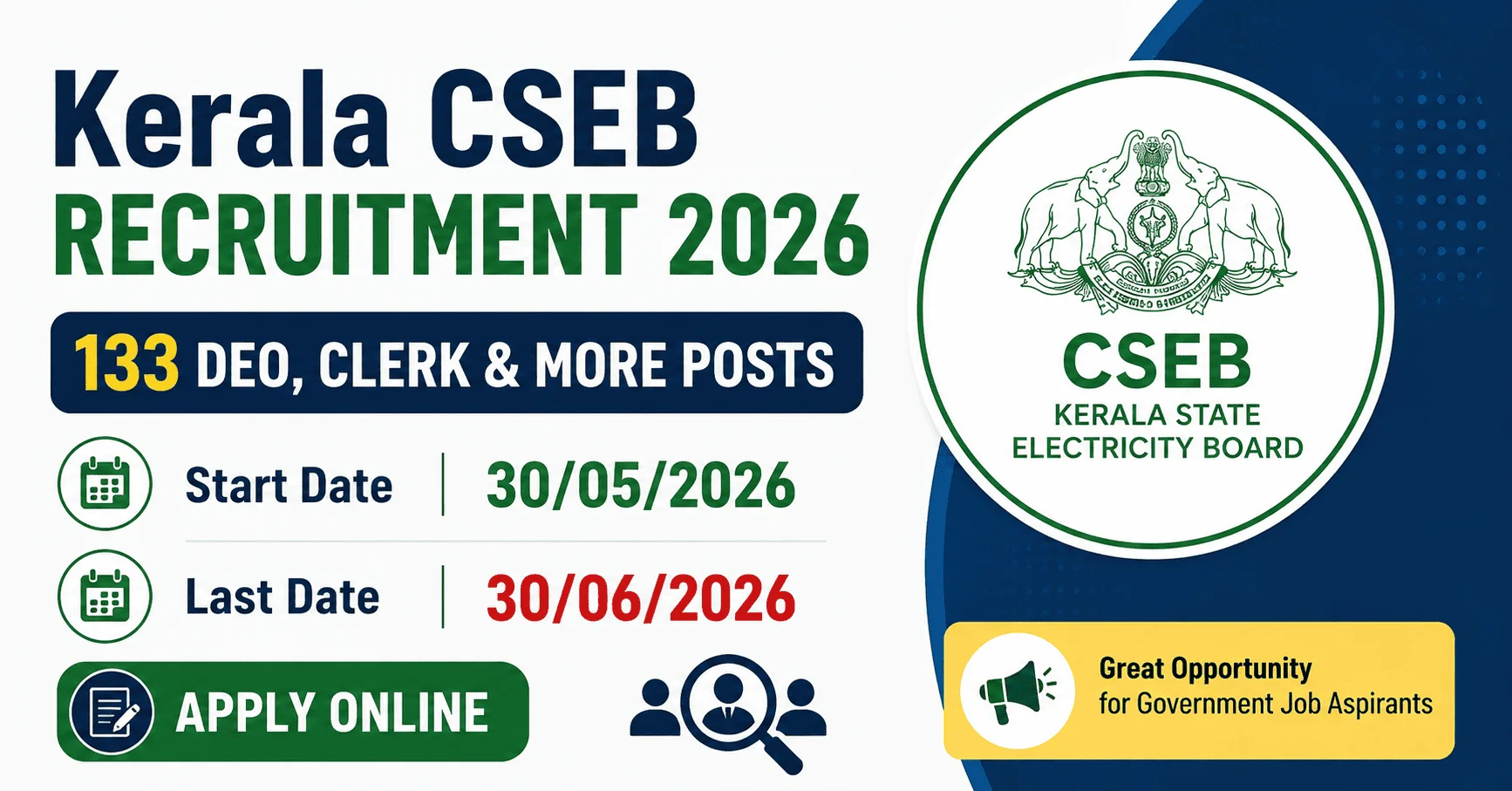 Kerala CSEB Recruitment 2026: 133 DEO, Clerk & More Posts
